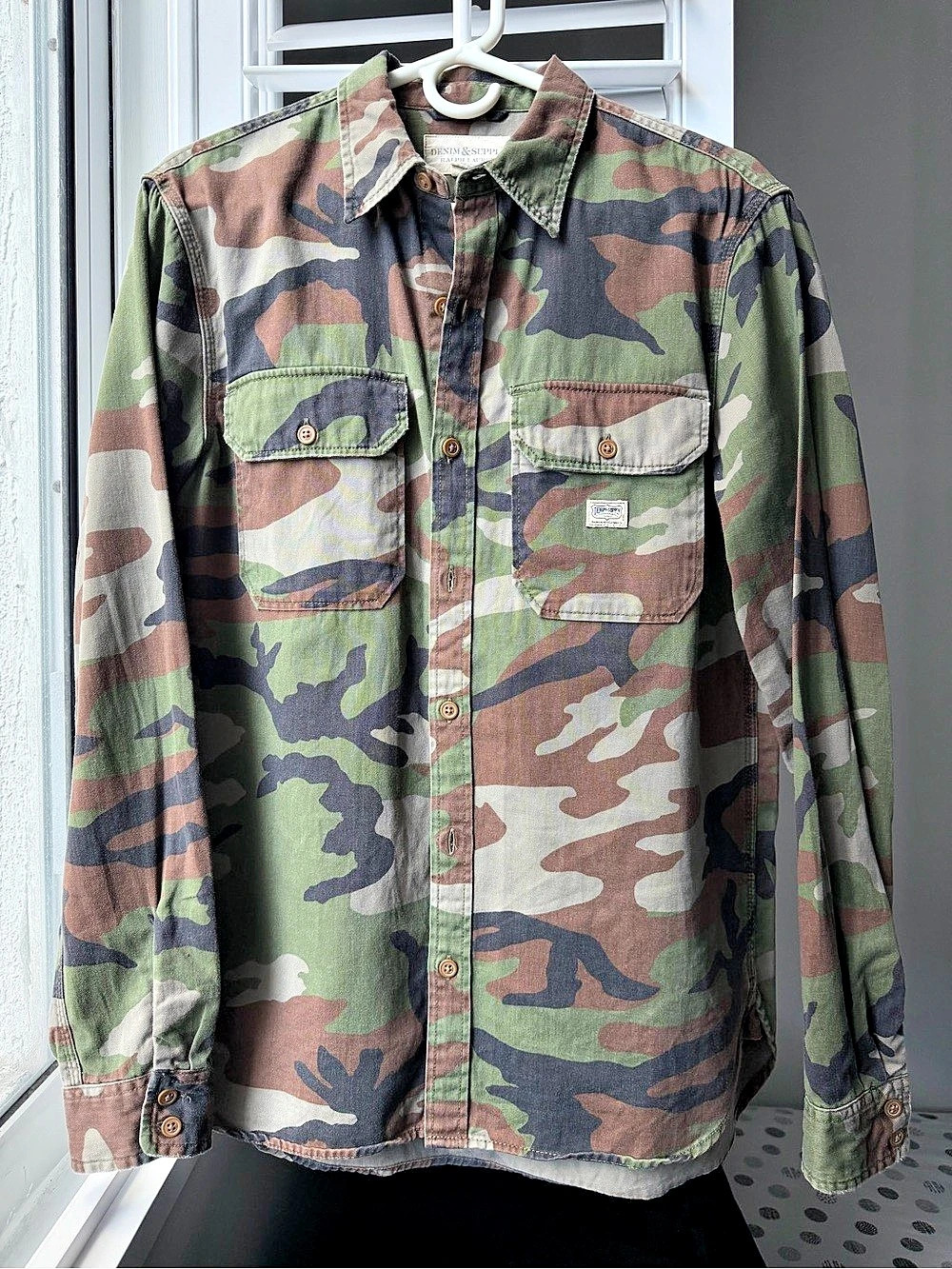 Denim & Supply Ralph Lauren Woodland Camo Military Shirt Men's M